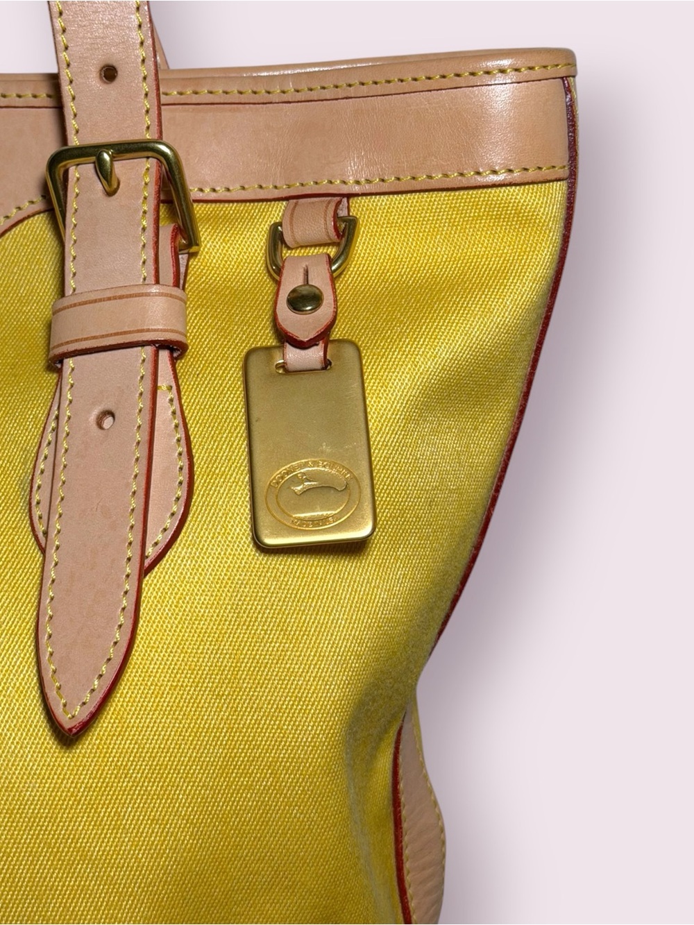 Dooney & Bourke Cabriolet and Vachetta Leather Yellow Bucket Shoulder Purse NEW - Picture 2 of 11
